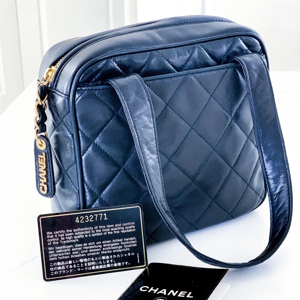 CHANEL Black Leather Gold Chain Small Top Handle Satchel Bag